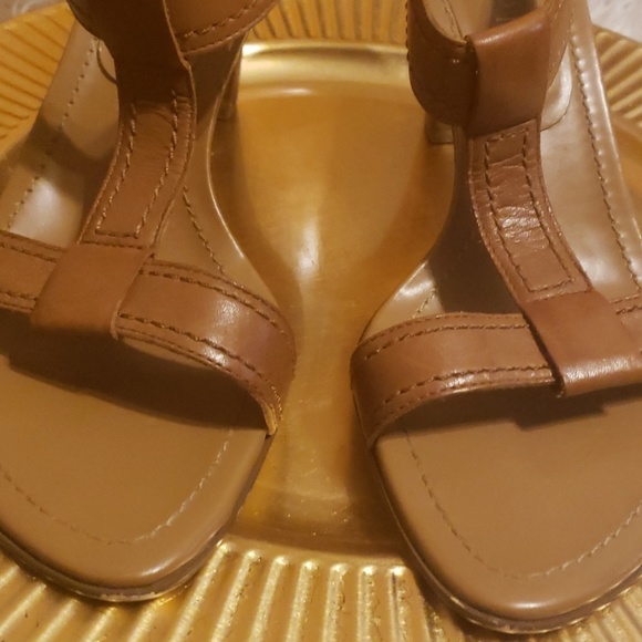 Apostrophe Tan Leather Heeled Sandals - Picture 4 of 6